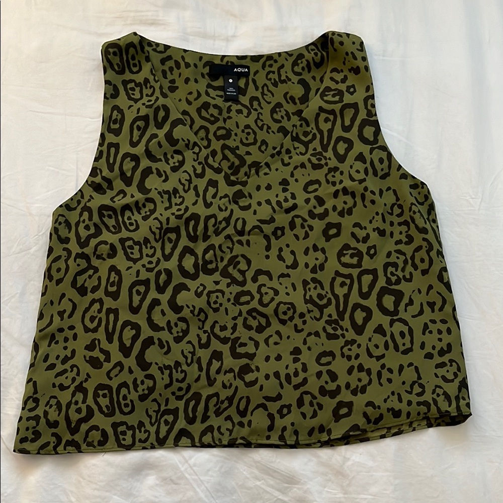 Aqua Women's Green Leopard Print Top